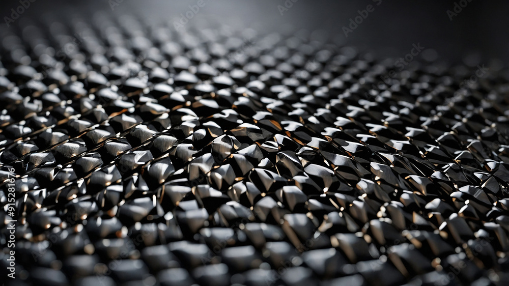 Obraz premium Black interwoven pattern with textured metallic finish exuding a sense of modern sophistication.