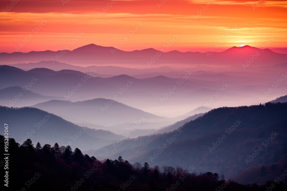 Fototapeta premium Mountain landscape outdoors sunrise.