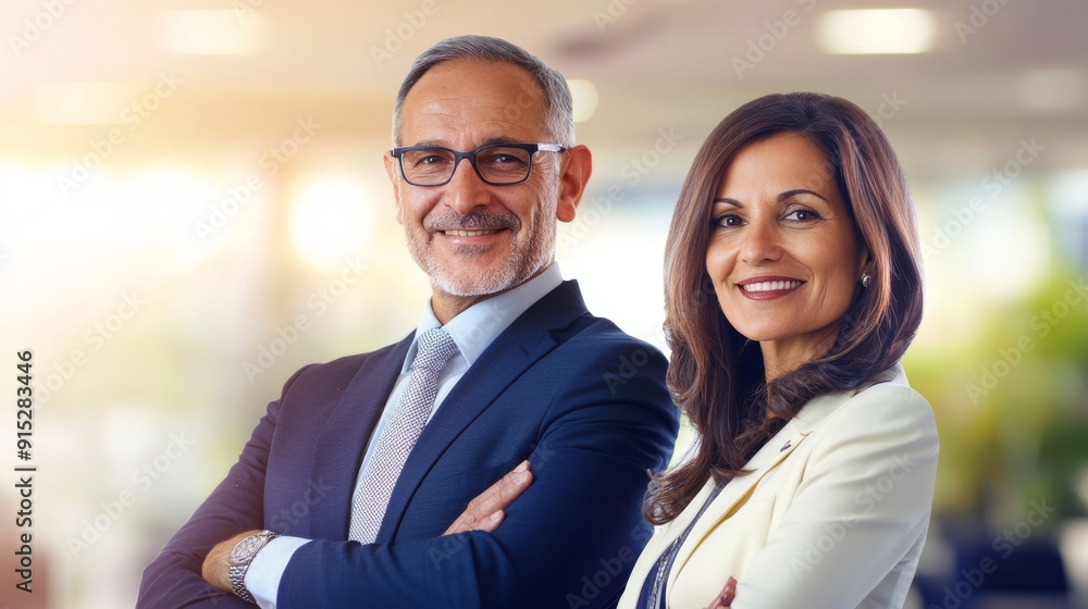 two business people standing in an office