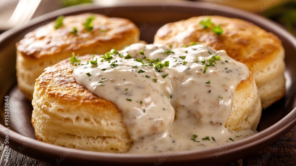 Buttery Biscuits with Creamy Gravy and Parsley Buttery Biscuits with Creamy Gravy and Parsley