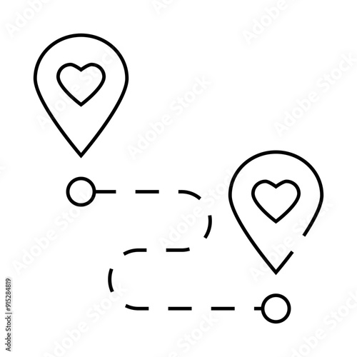 direction to love line icon vector. direction to love sign. isolated contour symbol black illustration