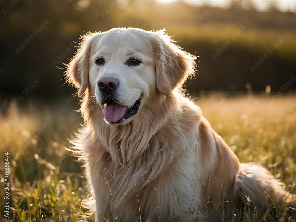 golden retriever Running happily in the big grass field in the evening sunlight.
golden retriever Running happily in the big grass field in the evening sunlight.