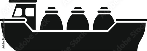 Black simple style icon of a gas carrier ship transporting liquefied natural gas