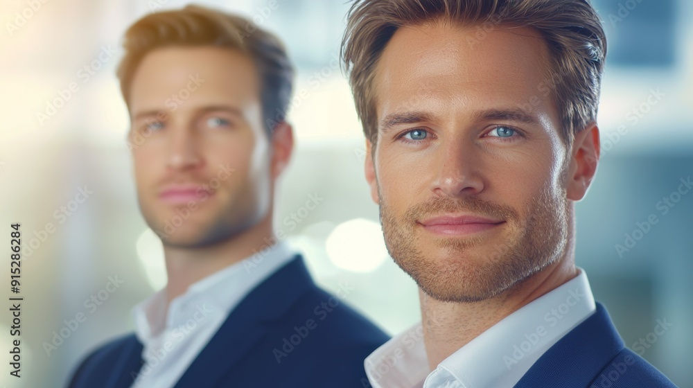 two men in suits looking at the camera two men in suits looking at the camera