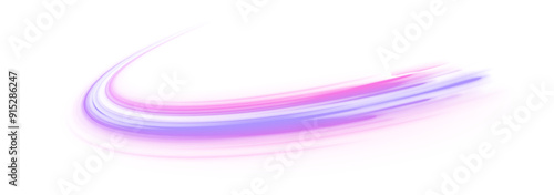 Electric technology in futuristic style neon color in PNG format on white transparent background for design and banners. Acceleration speed motion on night road. 