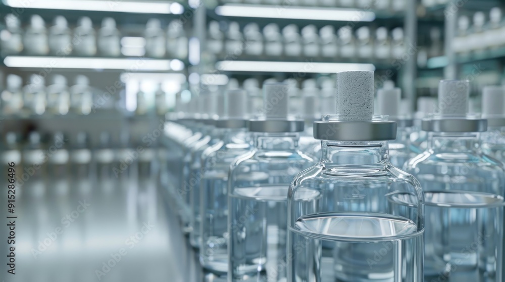 Rows of Bottles in a Laboratory Rows of Bottles in a Laboratory