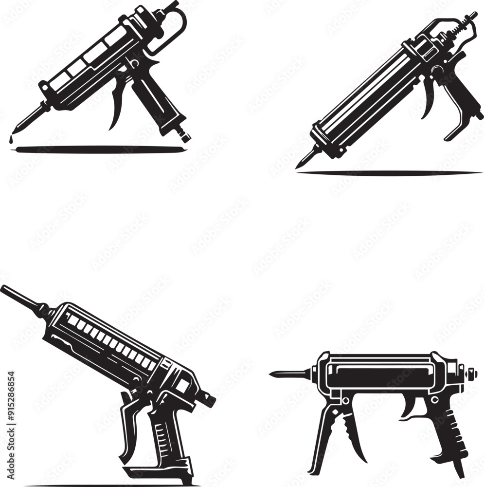 silhouette of clean vector Caulking gun isolated on white background silhouette of clean vector Caulking gun isolated on white background