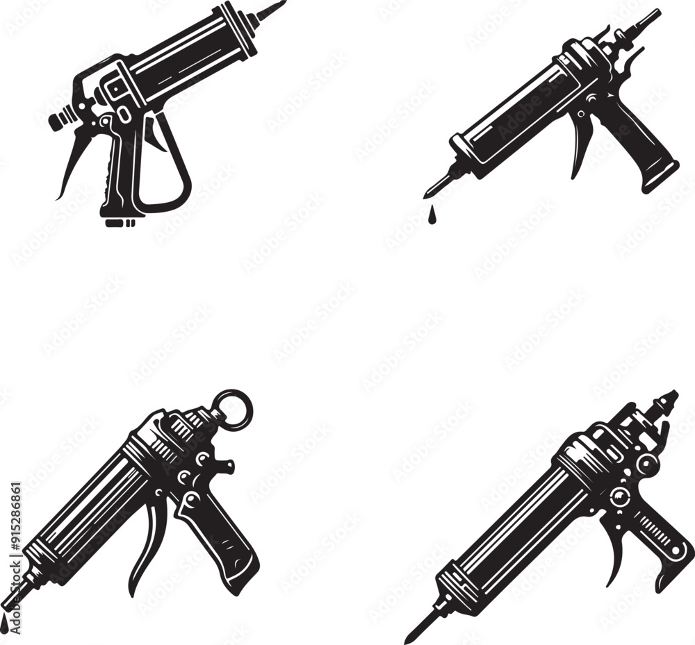 silhouette of clean vector Caulking gun isolated on white background silhouette of clean vector Caulking gun isolated on white background
