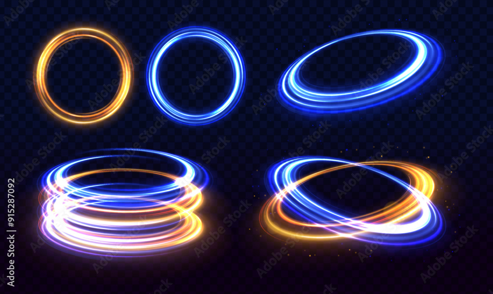 Brilliant galaxy light blue ellipse glowing podium. Abstract bright neon loop with transparency. Glowing spiral cover.Neon light circle of speed in the form of a round whirlpool. Brilliant galaxy light blue ellipse glowing podium. Abstract bright neon loop with transparency. Glowing spiral cover.Neon light circle of speed in the form of a round whirlpool.