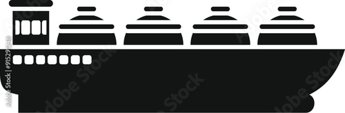 Black silhouette of a gas carrier ship transporting liquefied natural gas