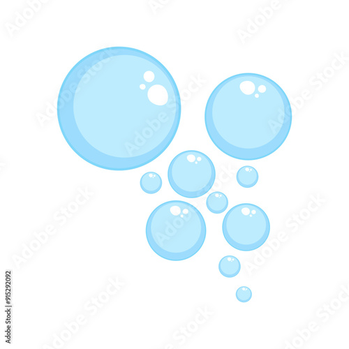 Air bubbles flat, soap foam oxygen bubbles, vector design elements isolate.