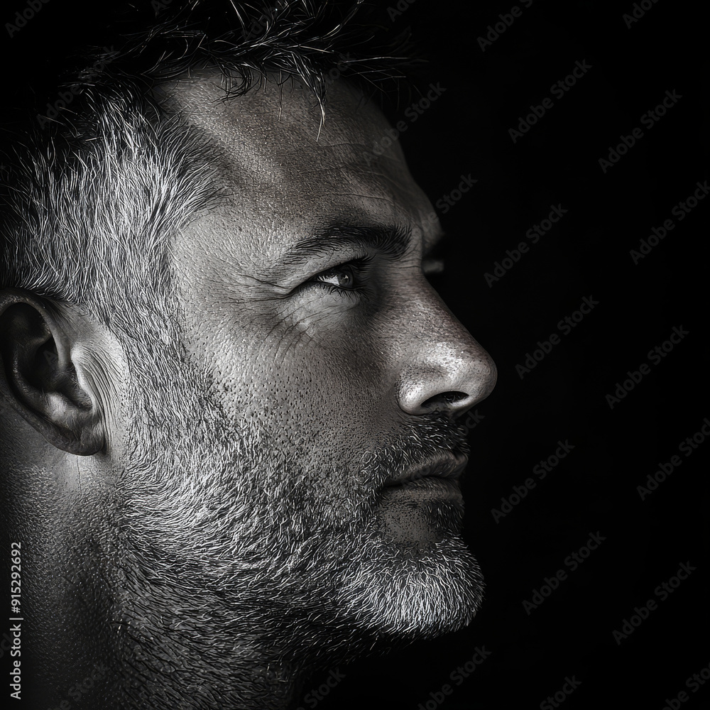 Close-Up Documentary-Style Photo of Vigilant American Male Close-Up Documentary-Style Photo of Vigilant American Male