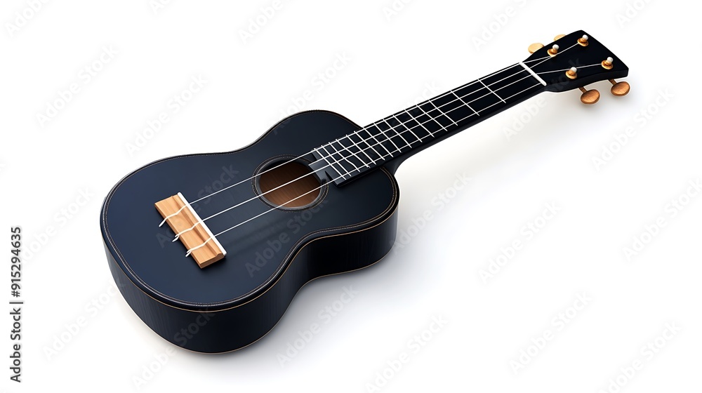 Fototapeta premium Black Ukulele Isolated on White Background