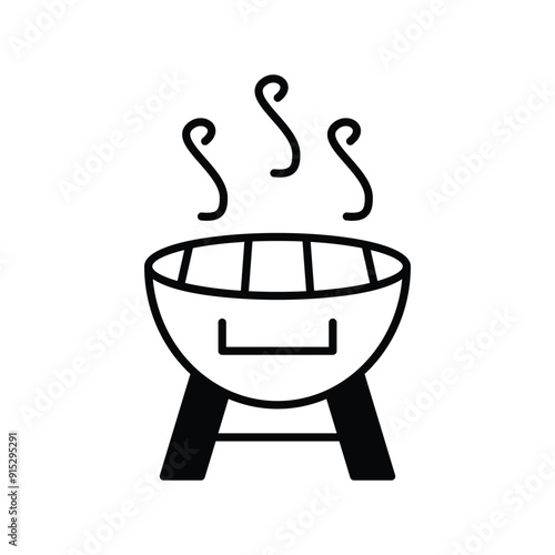 barbeque glyph icon with white background vector stock illustration