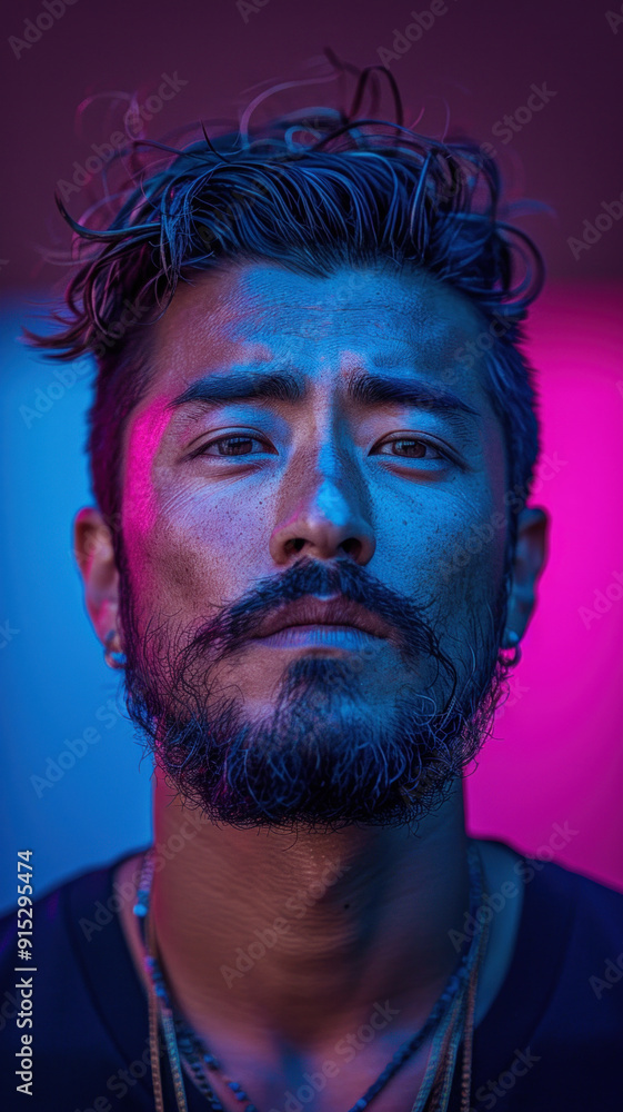 Close-up portrait of man with beard and intense brown eyes Close-up portrait of man with beard and intense brown eyes