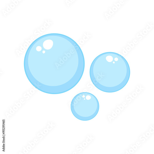 Air bubbles flat, soap foam oxygen bubbles, vector design elements isolate.