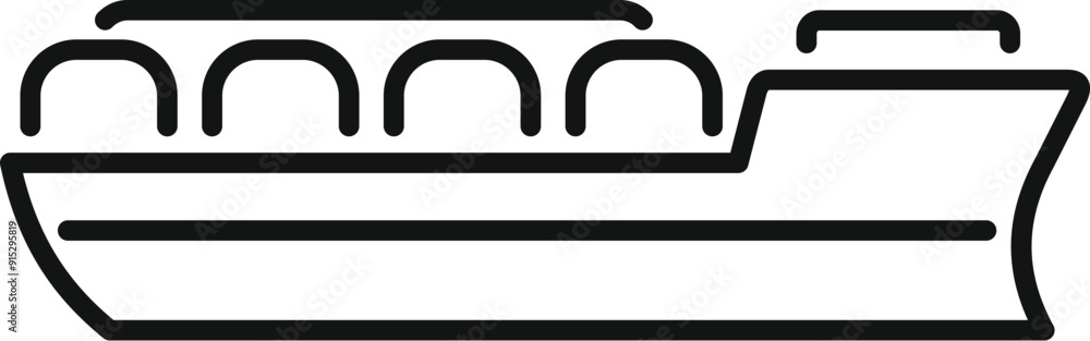 Outline icon of a gas carrier ship transporting liquefied natural gas across the sea Outline icon of a gas carrier ship transporting liquefied natural gas across the sea