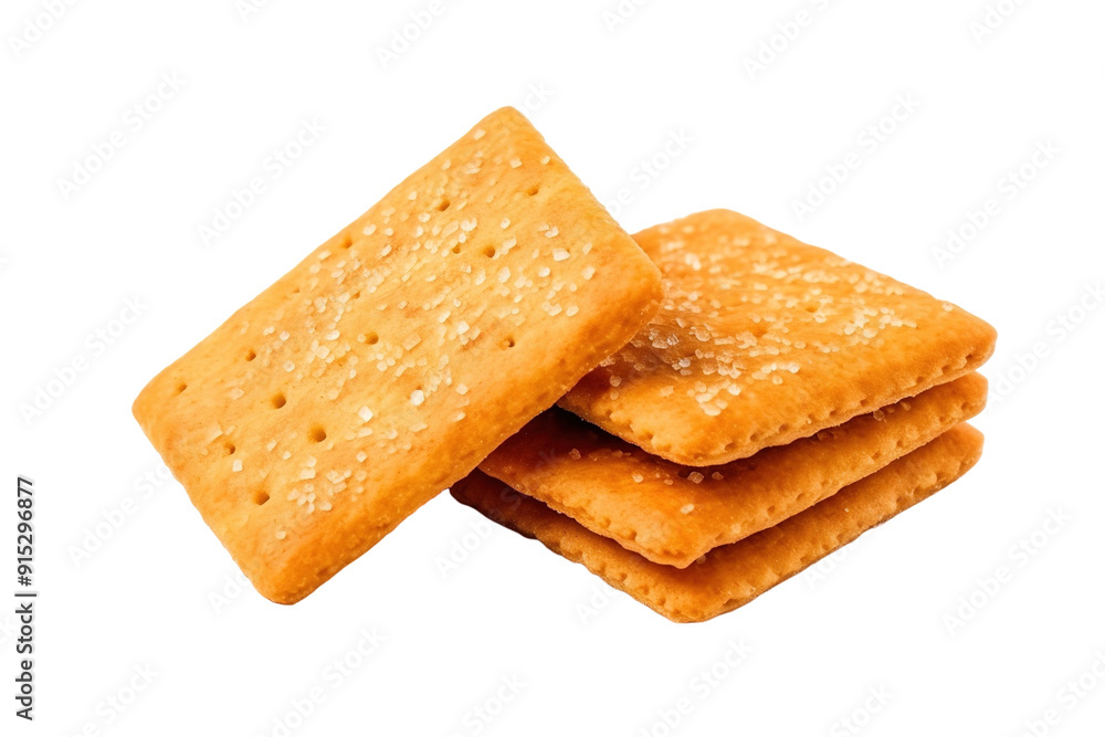 Delicious Golden Crackers Stacked Elegantly on a Bright White Background at Sunset on Transparent PNG Background. Delicious Golden Crackers Stacked Elegantly on a Bright White Background at Sunset on Transparent PNG Background.