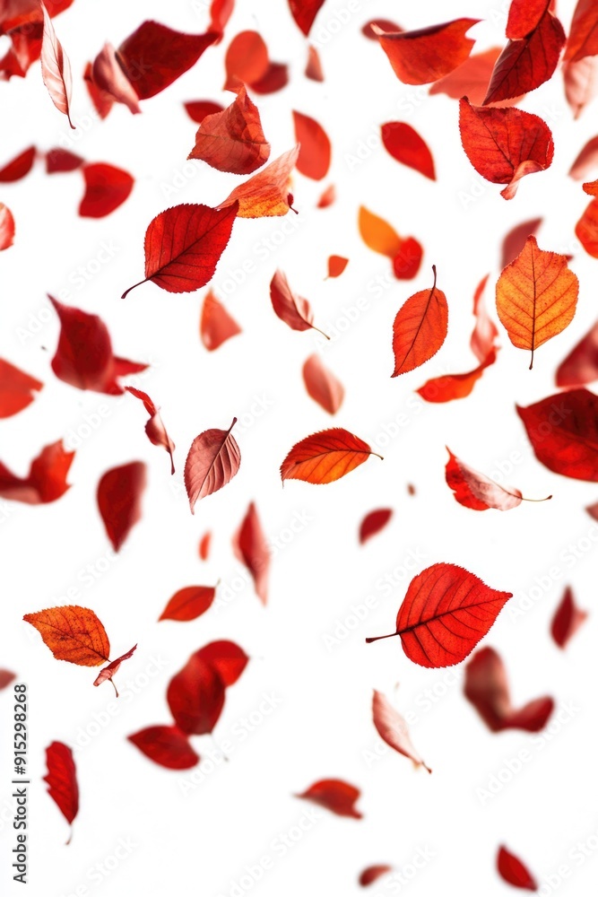 Red autumn leaves in flight Red autumn leaves in flight