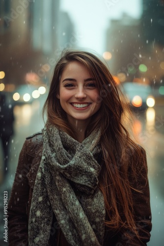 Wallpaper Mural Woman smiling in rain Torontodigital.ca