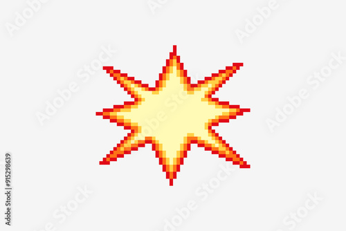 Comic boom explosion pixel art, vector illustration on isolated background.