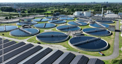 Waste water treatment plant, Harnaschpolder, The Netherlands, aerial video.