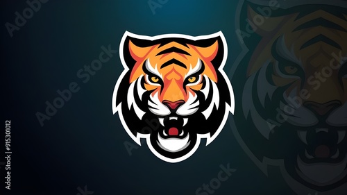 Eye-catching vector logo featuring a tiger head, perfect for esport branding with a striking design.