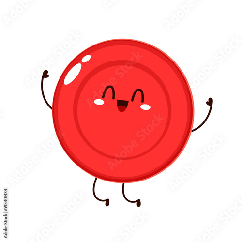 Red Blood Drop Cartoon Character. Vector Illustration Flat Design Isolated On Transparent Background. Red Blood Cell Mascot.