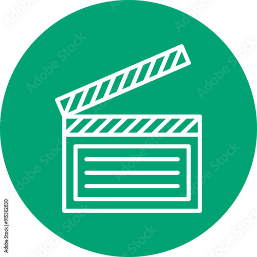 Clapboard line circle icon