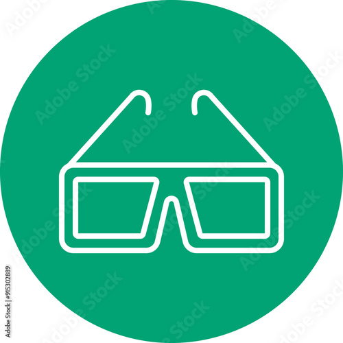 3D Glasses line circle icon