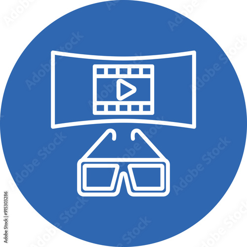 Cinematic Experience line circle icon
