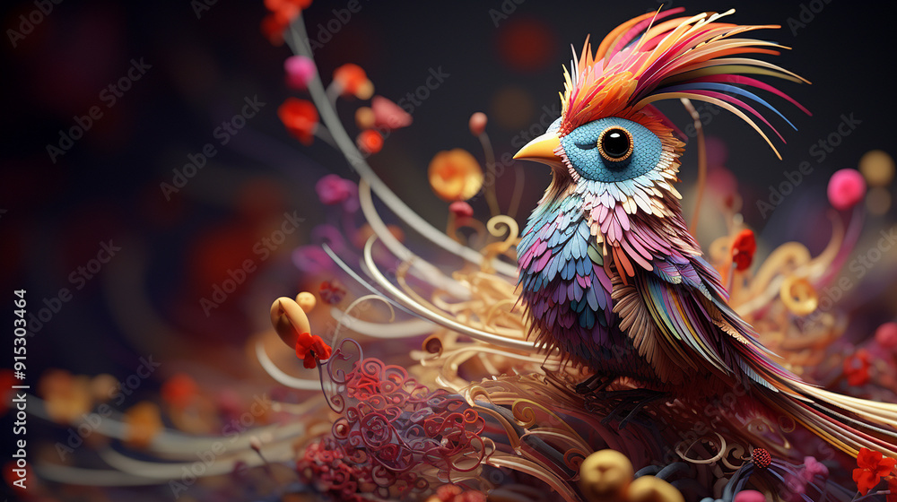 Fototapeta premium Abstract bird in mixes realistic