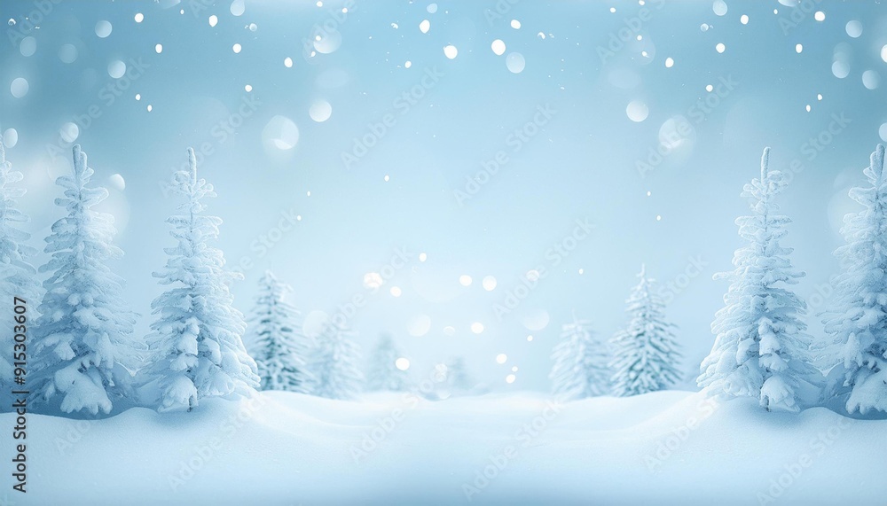 Snowy trees in a snowy landscape with snow falling down, Christmas background Snowy trees in a snowy landscape with snow falling down, Christmas background