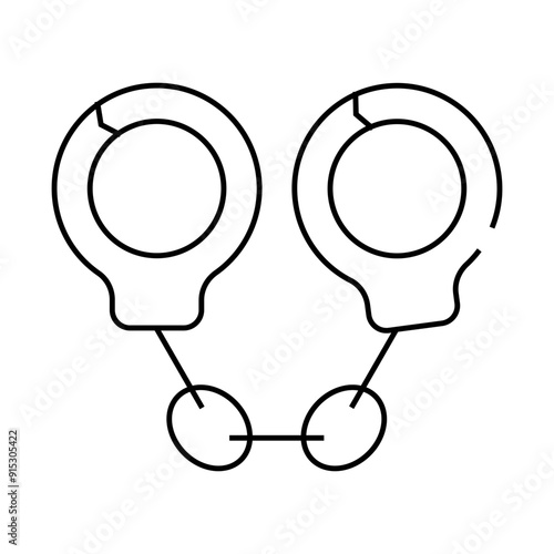 handcuffs police tool line icon vector. handcuffs police tool sign. isolated contour symbol black illustration