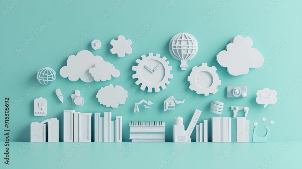 Modern Classroom Integration: Layered Papercut Illustration of Digital and Physical Learning Tools, Training Development Concepts, Copy Space,Generative Ai Modern Classroom Integration: Layered Papercut Illustration of Digital and Physical Learning Tools, Training Development Concepts, Copy Space,Generative Ai