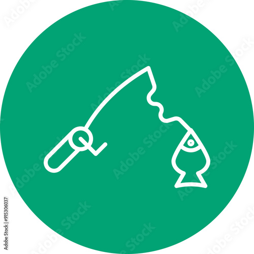 Ice Fishing line circle icon