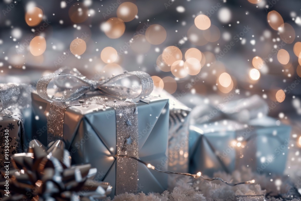 Silver and Blue Christmas Gifts: A Festive and Elegant Holiday Display with Seasonal Sparkle and Cool Tones Silver and Blue Christmas Gifts: A Festive and Elegant Holiday Display with Seasonal Sparkle and Cool Tones