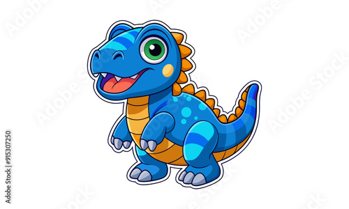 Iguanodon Dinosaur Cartoon Sticker Vector, Illustration
