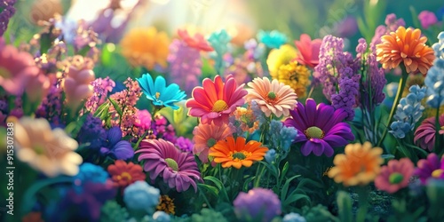 Wallpaper Mural Sunlit Flower Field Torontodigital.ca