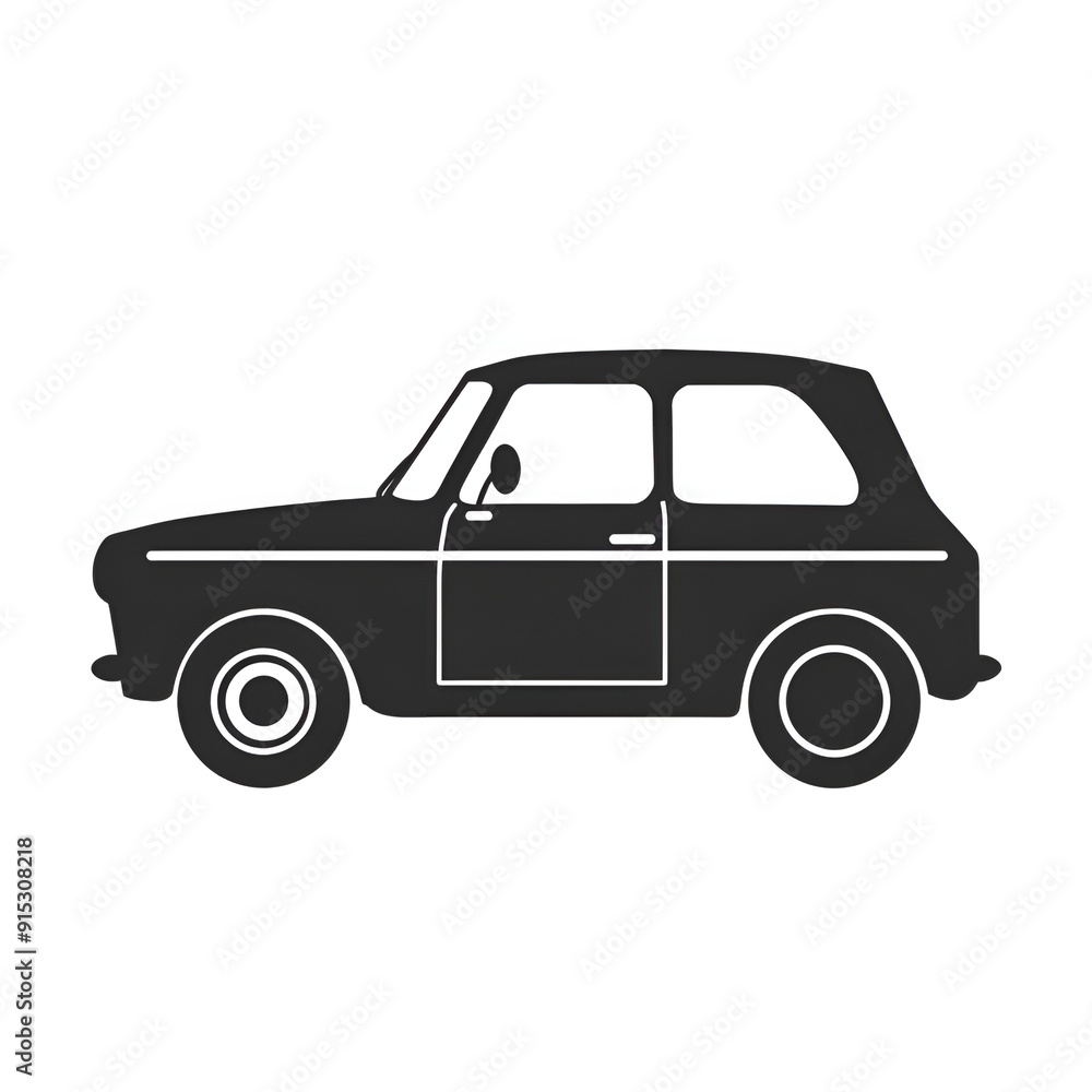 A simple icon depicting the silhouette of a car in a vector illustration style on a white background with a black and white color scheme in the minimalist style , Generative AI A simple icon depicting the silhouette of a car in a vector illustration style on a white background with a black and white color scheme in the minimalist style , Generative AI