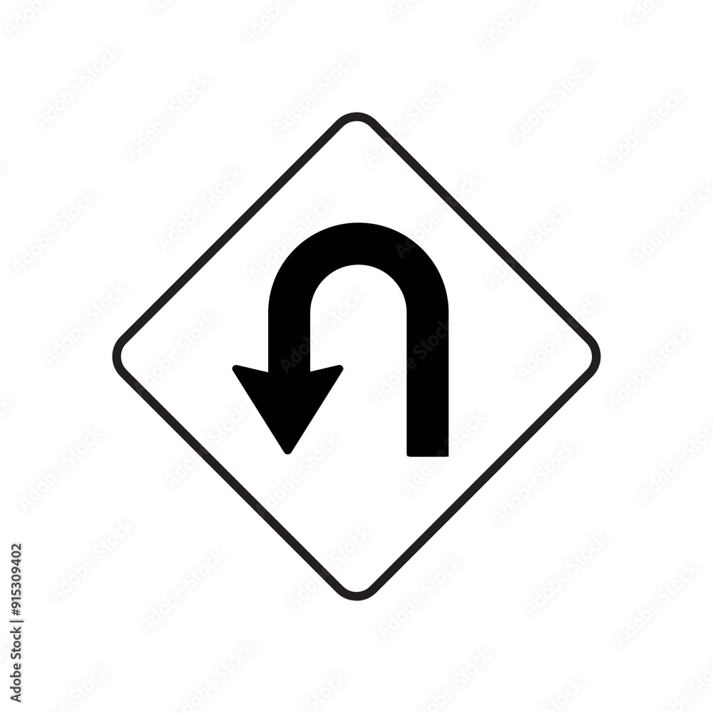 u turn sign u turn sign