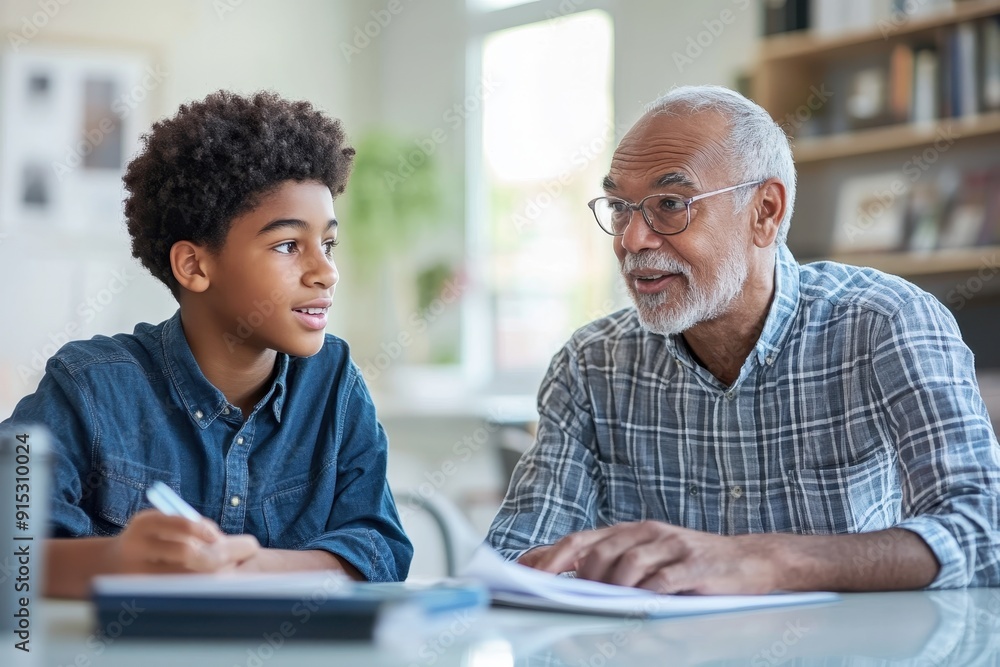 Passing on Financial Wisdom: Young Person Learning About Passive Income from a Senior Mentor Passing on Financial Wisdom: Young Person Learning About Passive Income from a Senior Mentor