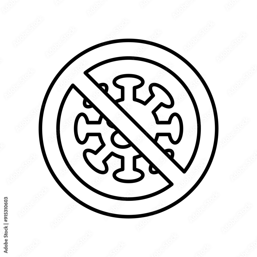 virus spread prohibition icon simple, line vector isolated on white background. trendy and modern design virus spread prohibition icon simple, line vector isolated on white background. trendy and modern design