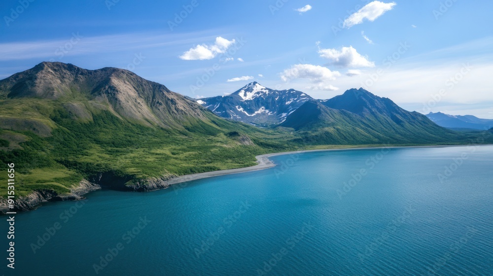 Mountainous Landscape with a Serene Coastal Inlet Mountainous Landscape with a Serene Coastal Inlet