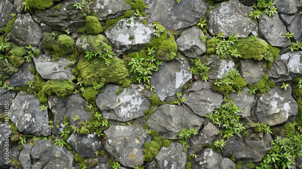 Stone Wall Covered in Moss and Greenery Stone Wall Covered in Moss and Greenery
