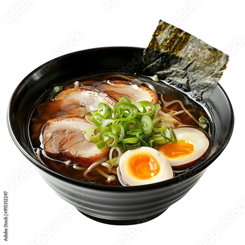 Ramen, photograph, Studio lighting, full body, isolate on white background.
