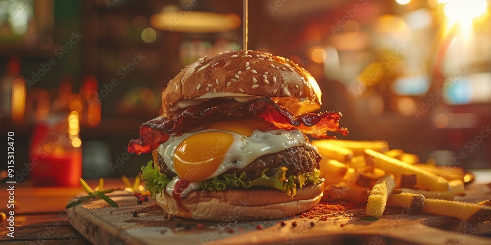 Cheeseburger Topped with a Fried Egg Cheeseburger Topped with a Fried Egg