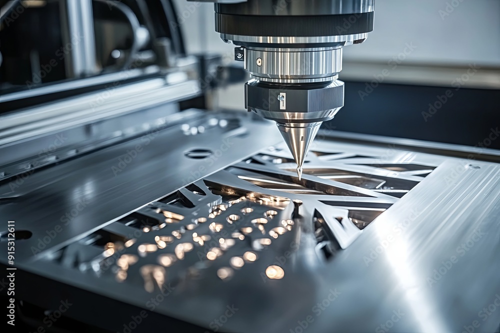 High-precision laser cutting process in a modern workshop during daylight High-precision laser cutting process in a modern workshop during daylight