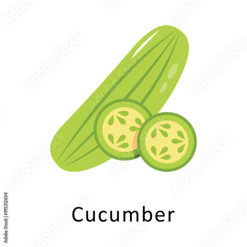 Cucumber Vector Flat Icon Design illustration Symbol on White background EPS 10 File