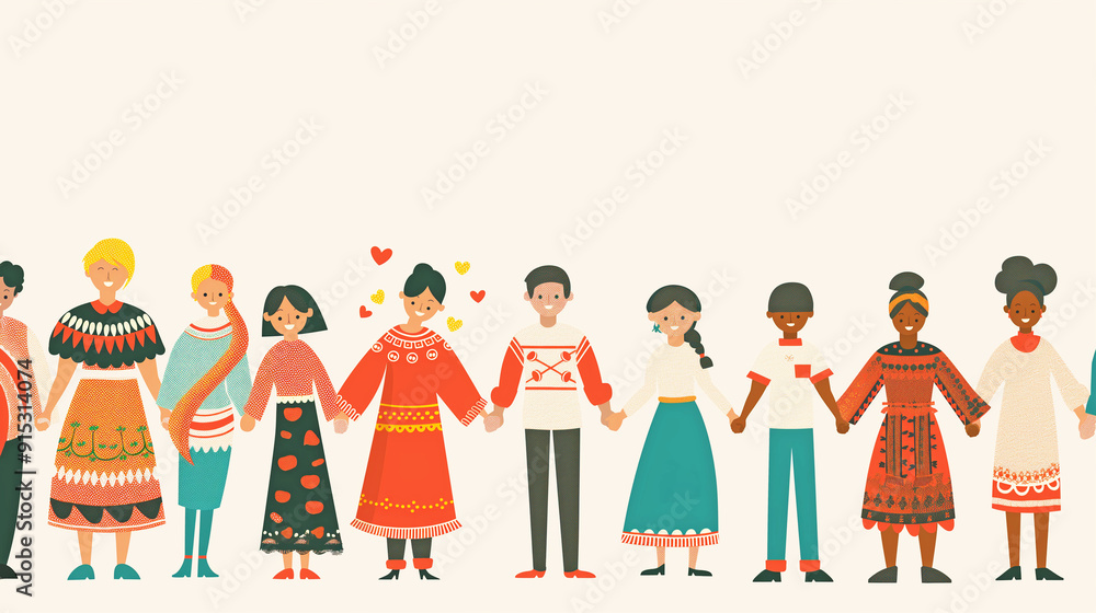 Happy Friendship Day with group of people holding hands together Happy Friendship Day with group of people holding hands together